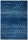 Tulum 249 Bohemian Power Loomed Polypropylene Pile Rug Blue / Ivory