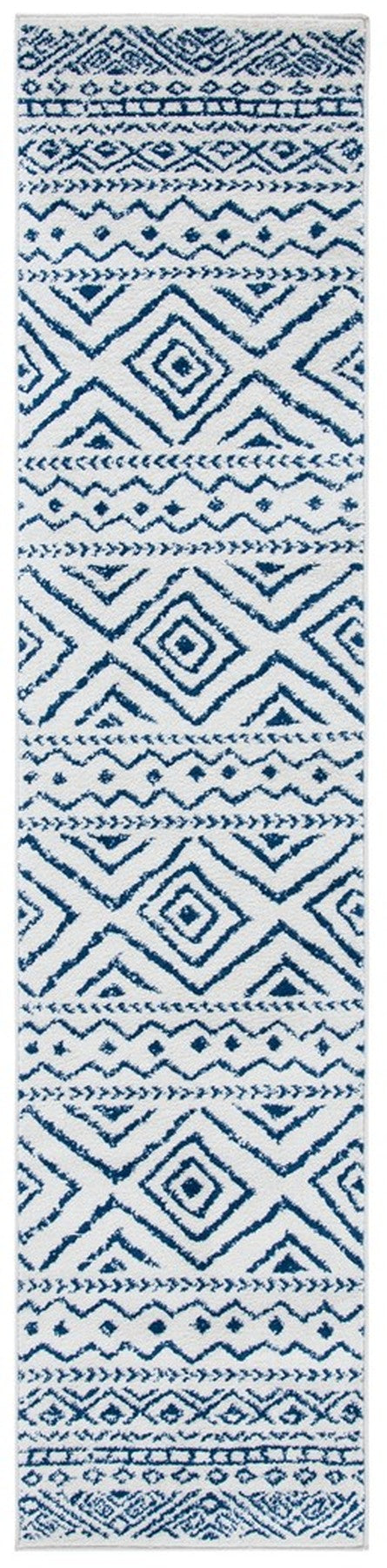 Tulum 267 Bohemian Power Loomed Polypropylene Pile Rug Ivory / Navy