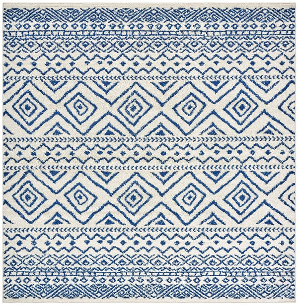 Tulum 267 Bohemian Power Loomed Polypropylene Pile Rug Ivory / Navy