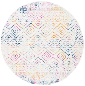 Tulum 267 Bohemian Power Loomed Polypropylene Pile Rug Ivory / Fuchsia