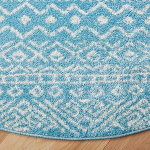 Tulum 267 Bohemian Power Loomed Polypropylene Pile Rug Turquoise / Ivory