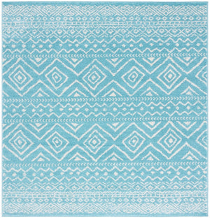 Tulum 267 Bohemian Power Loomed Polypropylene Pile Rug Turquoise / Ivory