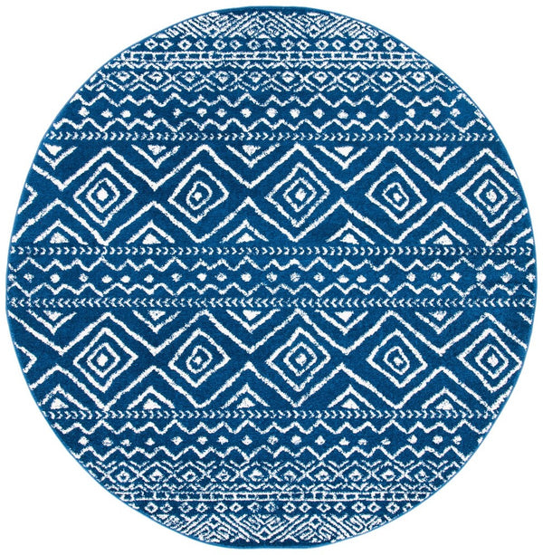Tulum 267 Bohemian Power Loomed Polypropylene Pile Rug Navy / Ivory