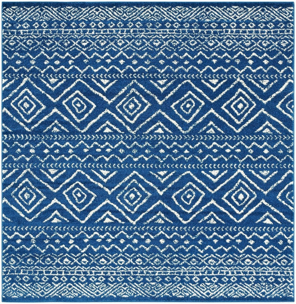 Tulum 267 Bohemian Power Loomed Polypropylene Pile Rug Navy / Ivory