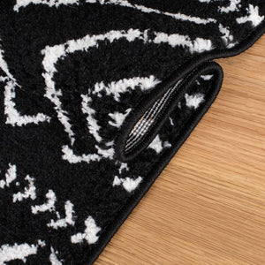Tulum 267 Bohemian Power Loomed Polypropylene Pile Rug Black / Ivory