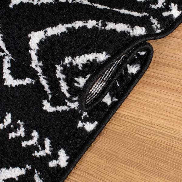 Tulum 267 Bohemian Power Loomed Polypropylene Pile Rug Black / Ivory