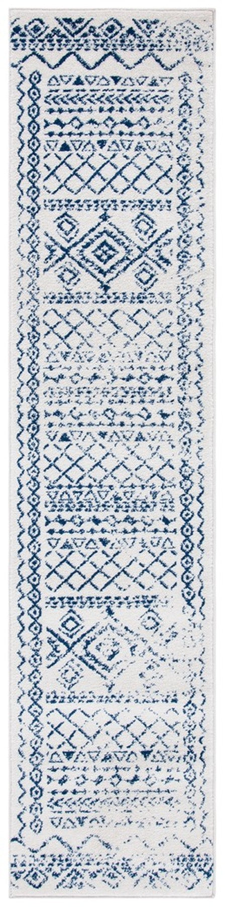 Tulum 268 Bohemian Power Loomed Polypropylene Pile Rug Ivory / Navy