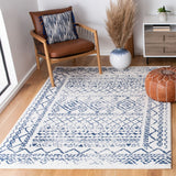 Tulum 268 Bohemian Power Loomed Polypropylene Pile Rug Ivory / Navy