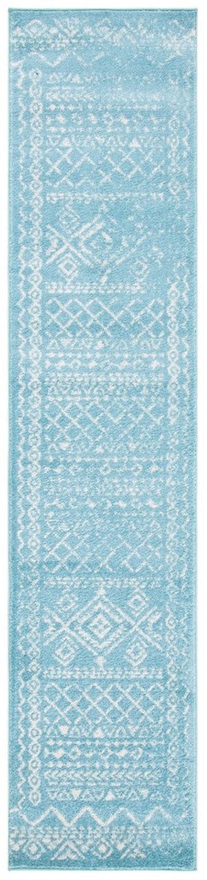 Tulum 268 Bohemian Power Loomed Polypropylene Pile Rug Turquoise / Ivory