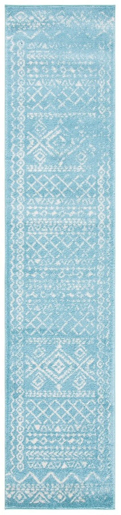 Tulum 268 Bohemian Power Loomed Polypropylene Pile Rug Turquoise / Ivory