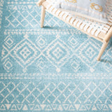 Tulum 268 Bohemian Power Loomed Polypropylene Pile Rug Turquoise / Ivory