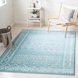 Tulum 268 Bohemian Power Loomed Polypropylene Pile Rug Turquoise / Ivory