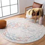 Tulum 268 Bohemian Power Loomed Polypropylene Pile Rug Ivory / Turquoise