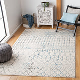 Tulum 270 Bohemian Power Loomed Polypropylene Pile Rug Ivory / Turquoise