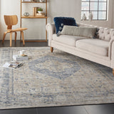 Nourison kathy ireland Home Malta MAI11 Vintage Machine Made Power-loomed Indoor only Area Rug Ivory/Blue 9' x 12' 99446495020