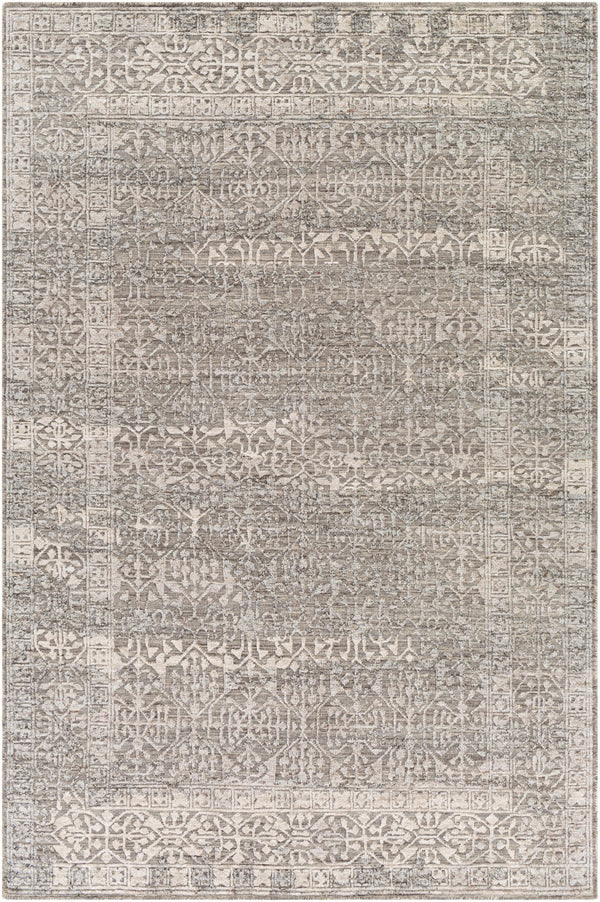 Tunus TUN-2303 Traditional NZ Wool, Viscose Rug TUN2303-912 Medium Gray, Charcoal, Cream 80% NZ Wool, 20% Viscose 9' x 12'
