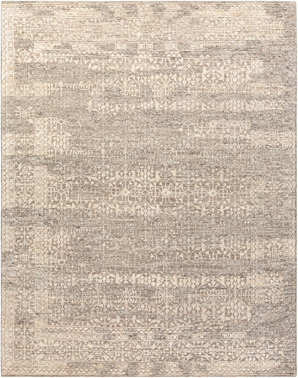 Tunus TUN-2303 Traditional NZ Wool, Viscose Rug TUN2303-810 Medium Gray, Charcoal, Cream 80% NZ Wool, 20% Viscose 8' x 10'