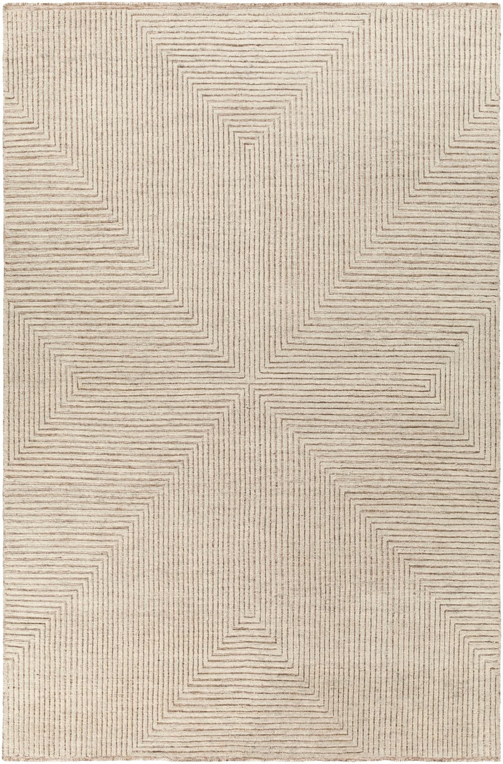 Tunus TUN-2308 Modern NZ Wool, Viscose Rug TUN2308-912 Ivory, Taupe 80% NZ Wool, 20% Viscose 9' x 12'