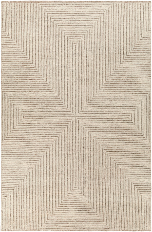 Tunus TUN-2308 Modern NZ Wool, Viscose Rug TUN2308-69 Ivory, Taupe 80% NZ Wool, 20% Viscose 6' x 9'