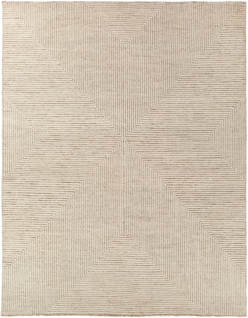 Tunus TUN-2308 Modern NZ Wool, Viscose Rug TUN2308-912 Ivory, Taupe 80% NZ Wool, 20% Viscose 9' x 12'
