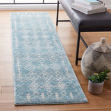 Tunisia 736 Bohemian Power Loomed 100 % Polyproplene Pile Rug Aqua / Ivory