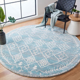 Tunisia 736 Bohemian Power Loomed 100 % Polyproplene Pile Rug Aqua / Ivory