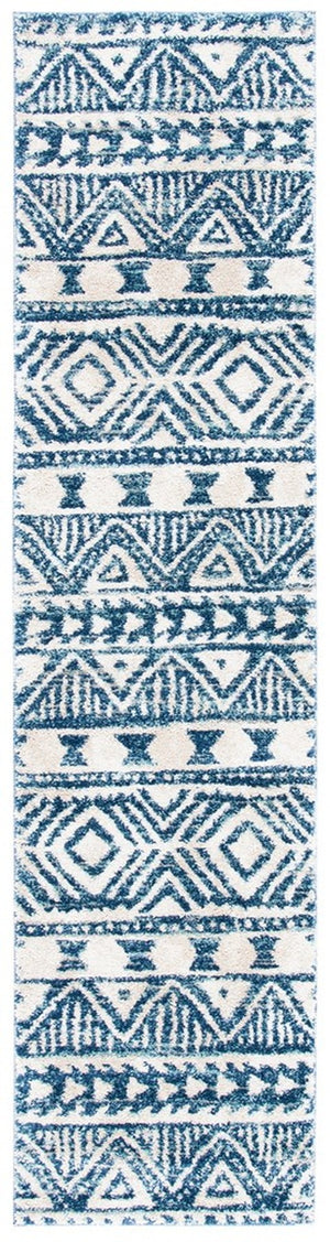 Tunisia 739 Bohemian Power Loomed 100 % Polyproplene Pile Rug Navy / Ivory