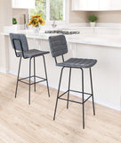 Zuo Modern Boston 100% Polyurethane, Plywood, Steel Modern Commercial Grade Barstool Set - Set of 2 Vintage Black, Black 100% Polyurethane, Plywood, Steel