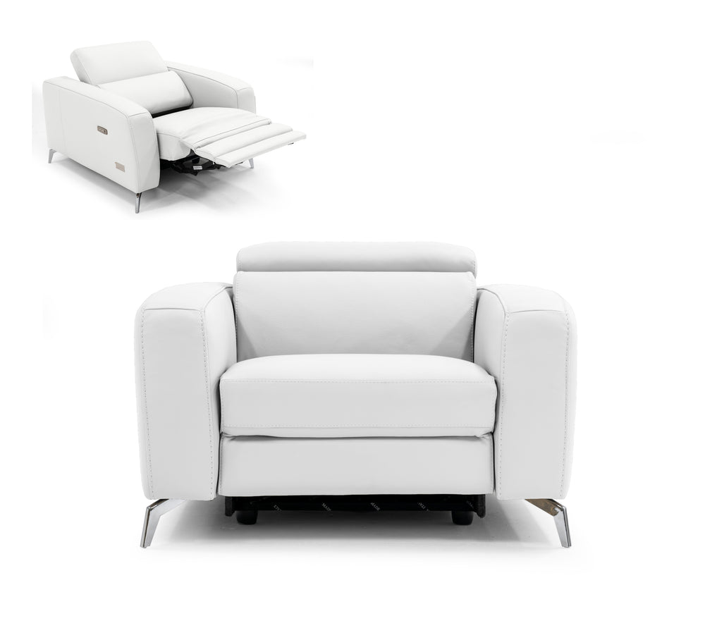 VIG Furniture Coronelli Collezioni Turin - Italian White Leather Recliner Chair VGCCROMA-WHIT-CH