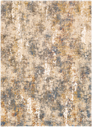 Tuscany TUS-2303 Modern Polypropylene, Polyester Rug TUS2303-9121 White, Butter, Khaki, Aqua, Burnt Orange, Metallic - Champagne 91% Polypropylene, 9% Polyester 8'10" x 12'1"