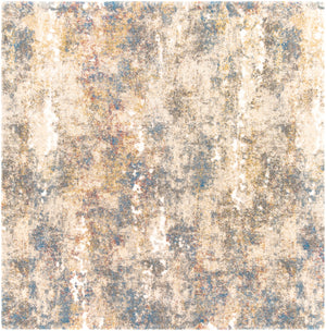 Tuscany TUS-2303 Modern Polypropylene, Polyester Rug TUS2303-710SQ White, Butter, Khaki, Aqua, Burnt Orange, Metallic - Champagne 91% Polypropylene, 9% Polyester 7'10" Square