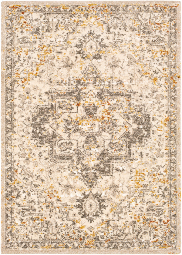 Tuscany TUS-2307 Traditional Polypropylene, Polyester Rug TUS2307-9121 Metallic - Champagne, Cream, Burnt Orange, Dark Brown, Denim 91% Polypropylene, 9% Polyester 8'10" x 12'1"