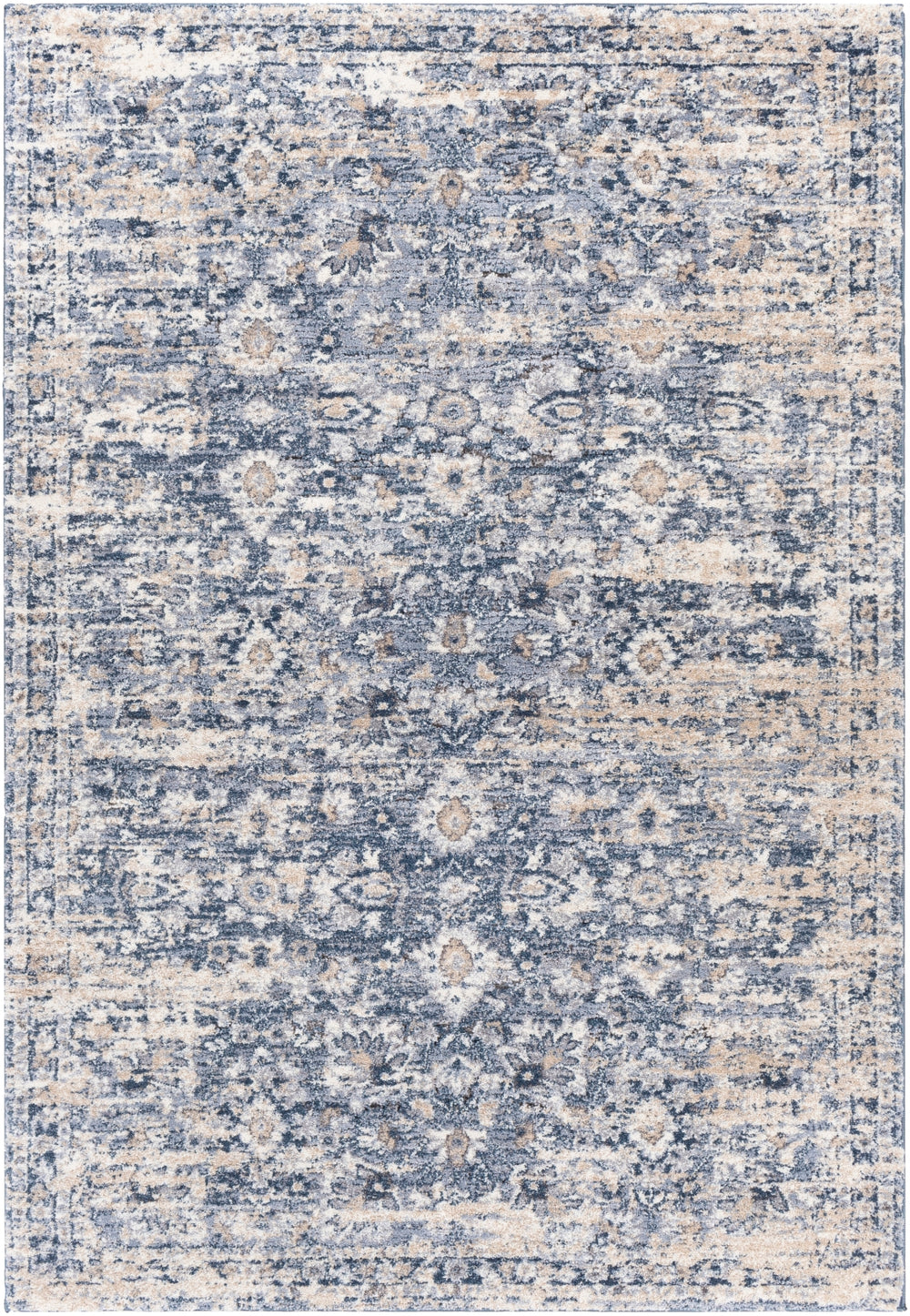 Tuscany TUS-2320 Traditional Polypropylene, Polyester Rug TUS2320-9121 Dark Blue, Denim, Beige, Medium Gray, Light Gray, Cream 85% Polypropylene, 15% Polyester 9' x 12'1"