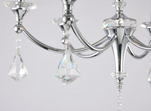 Bethel Exquisite Chrome Chandelier with Crystal Accents - Adjustable 79" Chain for Custom Heights