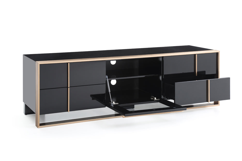 VIG Furniture Nova Domus Cartier Modern Black & Rosegold TV Stand VGVCTV-A002