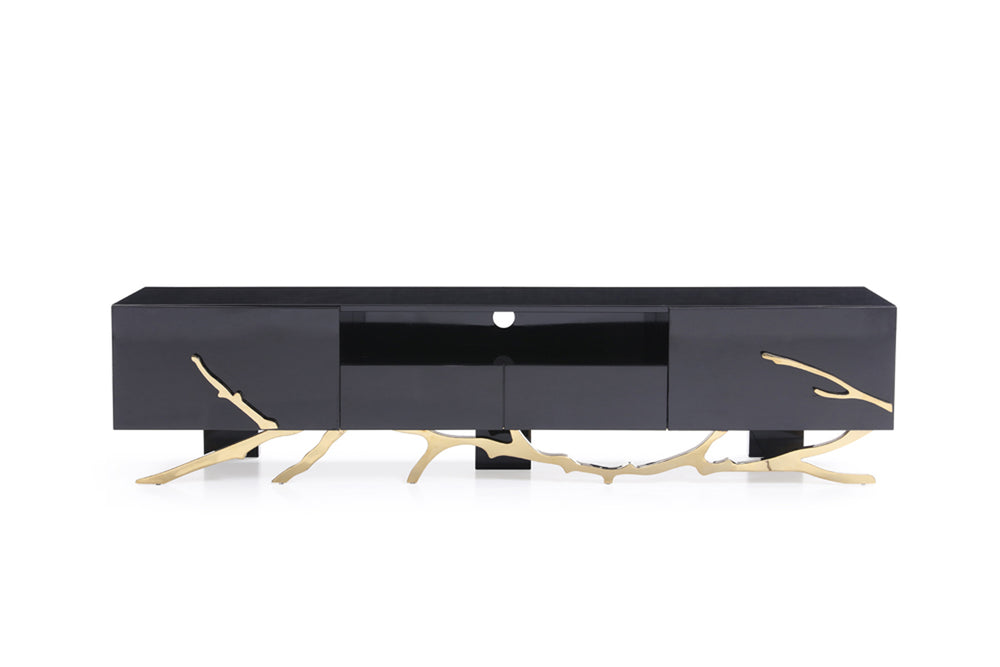 VIG Furniture Modrest Legend Modern Black & Gold TV Stand VGVCTV8111-BLK
