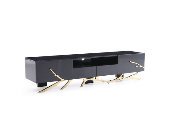 VIG Furniture Modrest Legend Modern Black & Champagne Gold TV Stand VGVCT-V8111-BLK-L VGVCT-V8111-BLK-L