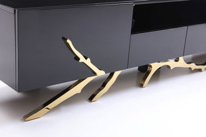 VIG Furniture Modrest Legend Modern Black & Champagne Gold TV Stand VGVCT-V8111-BLK-L VGVCT-V8111-BLK-L