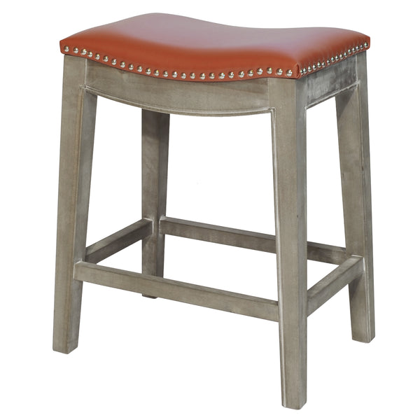 Elmo Bonded Leather Counter Stool Pumpkin, Red, Mystique Gray Legs 198625B-8141KD New Pacific Direct