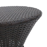 Crete Multibrown Wicker Outdoor Accent Table Noble House