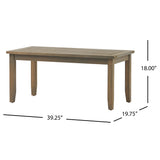 Peyton Outdoor Acacia Wood Loveseat and Coffee Table, Gray Noble House