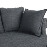 Manbow Contemporary Fabric Pillowback 3 Seater Sofa with Nailhead Trim, Charcoal and Dark Brown Noble House