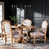 Noble House Andrea French Country Wood 5-Piece Expandable Oval Dining Set, Natural and Light Gray