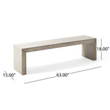 Pannell Farmhouse Acacia Wood Dining Bench, Light Gray Oak Noble House