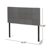 Marlene Contemporary Upholstered Queen/Full Headboard, Charcoal Gray and Black Noble House