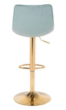 Zuo Modern Prima 100% Polyester, Plywood, Steel Modern Commercial Grade Barstool Light Green, Gold 100% Polyester, Plywood, Steel