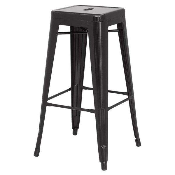 Metropolis Metal Backless Counter Stool Set of 4 - Stylish, Stackable, Durable for Home & Patio