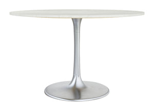 Zuo Modern Gotham Marble, MDF, Iron, Aluminum Modern Commercial Grade Dining Table White, Silver Marble, MDF, Iron, Aluminum