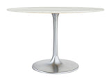 English Elm EE2896 Marble, MDF, Iron, Aluminum Modern Commercial Grade Dining Table White, Silver Marble, MDF, Iron, Aluminum