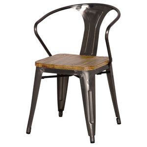 Metropolis Metal Arm Chair - Set of 4 Gunmetal